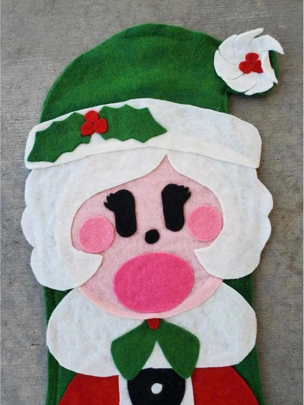 Old Family Christmas Stocking set of 4 Felt Holiday gift, Vintage Christmas